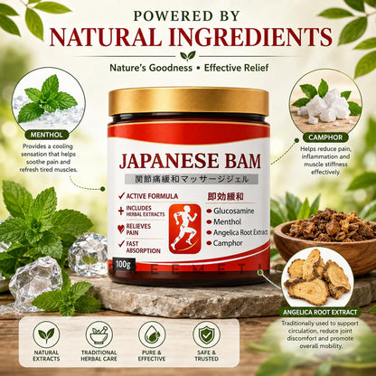 Japanese Formula Soothing Massage Gel, 100g, Pack of 2.Joint & Muscle Pain Relief, Arnica, Mugwort, Hyaluronic Acid, Back, Neck, Knee & Leg, 100% Herbal, Fast Absorption Formula