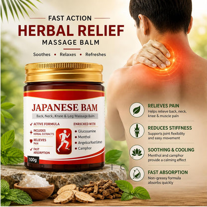 Japanese Formula Soothing Massage Gel, 100g, Pack of 2.Joint & Muscle Pain Relief, Arnica, Mugwort, Hyaluronic Acid, Back, Neck, Knee & Leg, 100% Herbal, Fast Absorption Formula